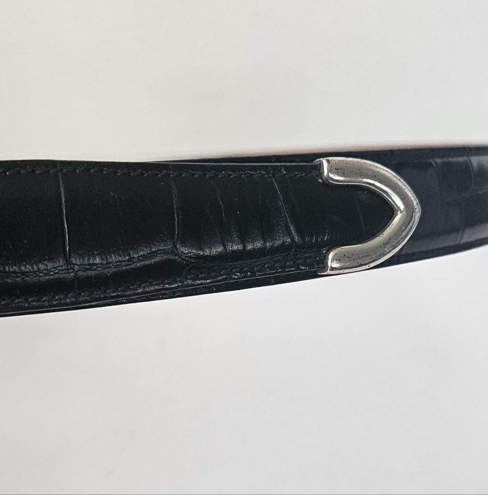 Trafalfar Black Croc Embossed Mens‎ Leather Belt Size 44 - Picture 3 of 10